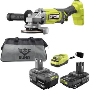 Buho Angle Grinder Accessory Bundle - 18-Volt Cordless 4-1/2 inch Angle Grinder 4.0 and 2.0 Ah Battery Lithium-ion Charger Tool Bag
