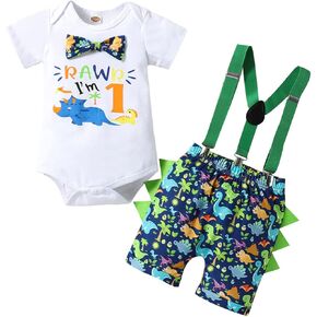 Baby Boy Funny First Birthday Clothes Infant Clothes Bow Tie Romper Pants Set Suspenders Cake Smash Outfits