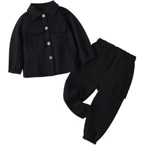Toddler Baby Boy Fall Winter Clothes, 6-24 Months Flap Pocket Long Sleeve Sweatshirt & Sweatpants Outfits Set