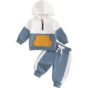 Ledy Champswiin Winter Baby Boy Clothes Hoodie Set Long Sleeve Zip Sweatshirt Top Pant 2 Pieces Outfit Fall Toddler Sweatsuit in Kuwait