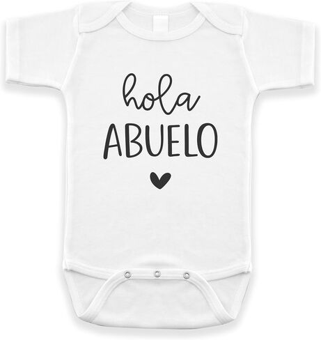 Hola Abuelo Spanish Pregnancy Announcement Infant Bodysuit for Grandpa - Abuelito Gift for New Baby Surprise (White) in Saudi Arabia