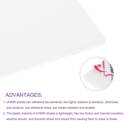 DMiotech 6 x 8 x 1/4 Inch Plastic UHMW Sheets, Ultra High Molecular Weight Polyethylene, Opaque White Polyethylene Board for Automotive, Chemical, Manufacturing, DIY Home Kitchen in Saudi Arabia