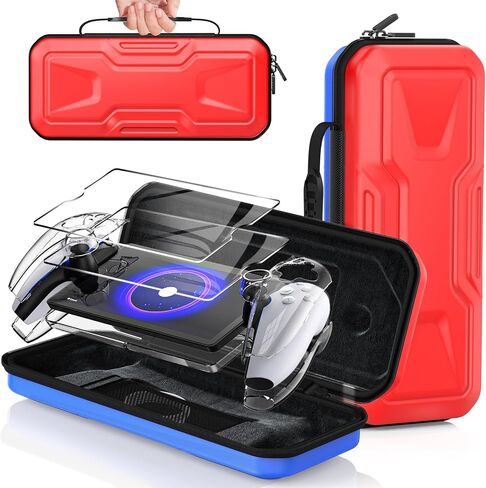 FYOUNG 3 in 1 Accessories Bundle for Playstation Portal, Carrying Case & Hard PC Clear Cover with Tempered Glass Screen Protector, Protective Case & Hard Shell Travel Handbag for PS5 Portal (Purple) in Saudi Arabia