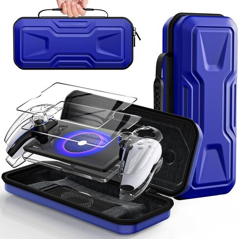 FYOUNG 3 in 1 Accessories Bundle for Playstation Portal, Carrying Case & Hard PC Clear Cover with Tempered Glass Screen Protector, Protective Case & Hard Shell Travel Handbag for PS5 Portal (Purple) in Saudi Arabia