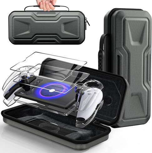 FYOUNG 3 in 1 Accessories Bundle for Playstation Portal, Carrying Case & Hard PC Clear Cover with Tempered Glass Screen Protector, Protective Case & Hard Shell Travel Handbag for PS5 Portal (Purple) in Saudi Arabia