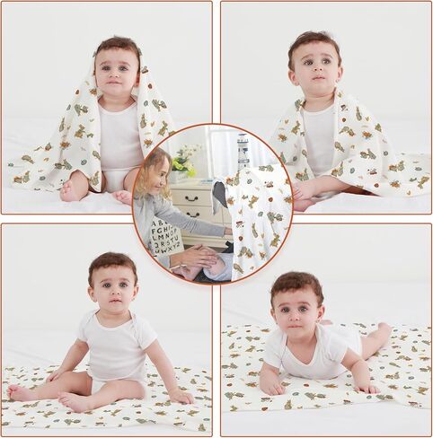 Baby Cotton Swaddle Blankets with Hat Set 3 Pack 0-3 3-6 Months Wearable Blankets Unisex Baby Sleeping Bag (rabbit) in Saudi Arabia