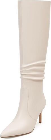 Knee High Boots for Women Pointed Toe and 3 IN Stiletto High Heel Slouchy Boots Fashion Tall Boots For Women in Saudi Arabia