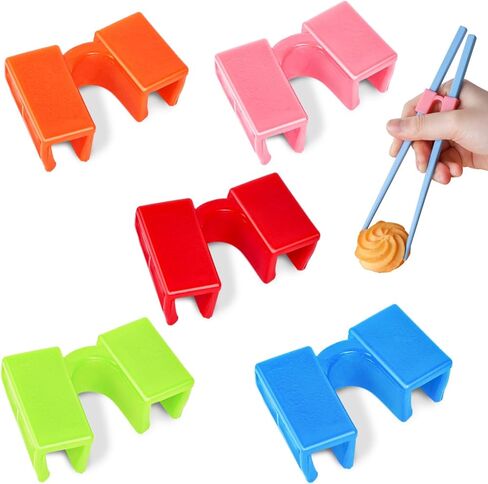 5 Pairs Reusable Chopsticks Holder Non Slippery Chopsticks Helper for Replaceable Practice Chopsticks Heat Resistant for Many Age, Kids, Adult, Beginner, Trainers or Learner (Multi Color) in Saudi Arabia