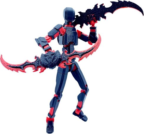 Pre-Assembly 3D Printed 5.54'' Dummy13 Action Figure, Multi-Jointed Tian13, Articulated T13 Desktop Decoration,12 in 1 Accessories, Best Birthday Festival Gift (Black+red) in Saudi Arabia