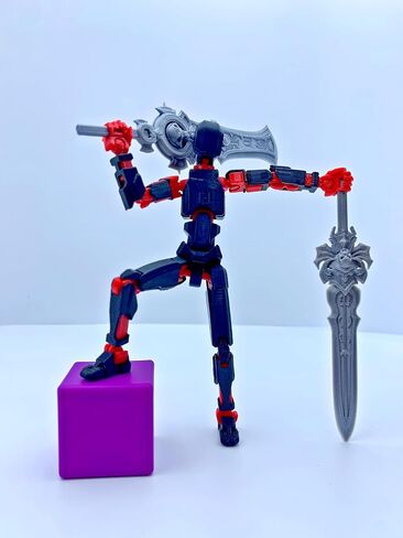 Pre-Assembly 3D Printed 5.54'' Dummy13 Action Figure, Multi-Jointed Tian13, Articulated T13 Desktop Decoration,12 in 1 Accessories, Best Birthday Festival Gift (Black+red) in Saudi Arabia