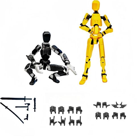 Pre-Assembly 3D Printed 5.54'' Dummy13 Action Figure, Multi-Jointed Tian13, Articulated T13 Desktop Decoration,12 in 1 Accessories, Best Birthday Festival Gift (Black+red) in Saudi Arabia