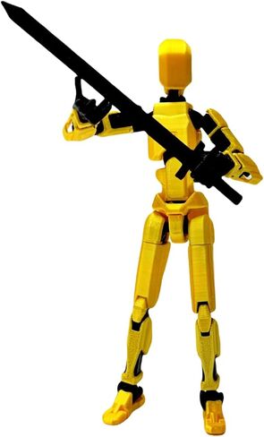Pre-Assembly 3D Printed 5.54'' Dummy13 Action Figure, Multi-Jointed Tian13, Articulated T13 Desktop Decoration,12 in 1 Accessories, Best Birthday Festival Gift (Black+red) in Saudi Arabia