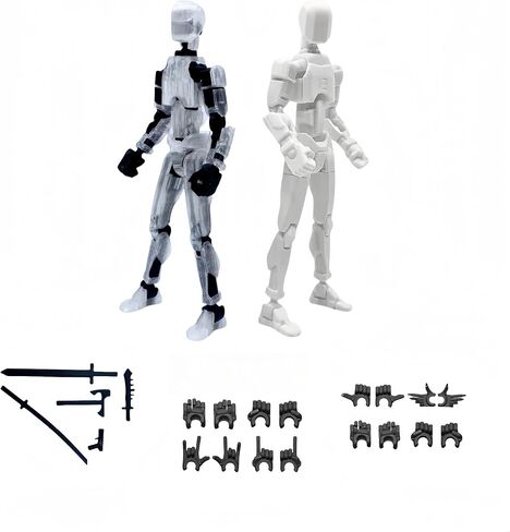 Pre-Assembly 3D Printed 5.54'' Dummy13 Action Figure, Multi-Jointed Tian13, Articulated T13 Desktop Decoration,12 in 1 Accessories, Best Birthday Festival Gift (Black+red) in Saudi Arabia