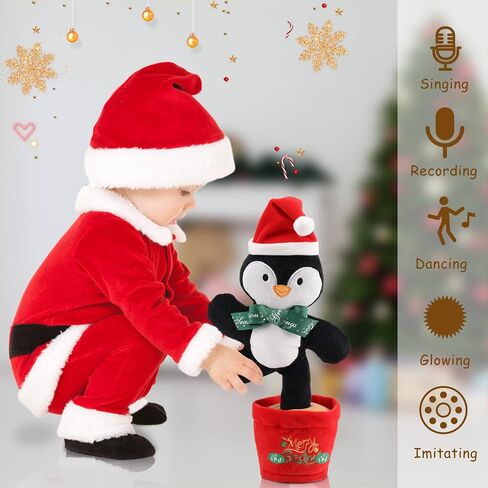 Emoin Dancing Christmas Reindeer Toy,Christmas Singing,Dancing Musical Toy,Christmas Reindeer Toy with Music and Lights, Sings and Dances Early Educational Development Gift in Saudi Arabia