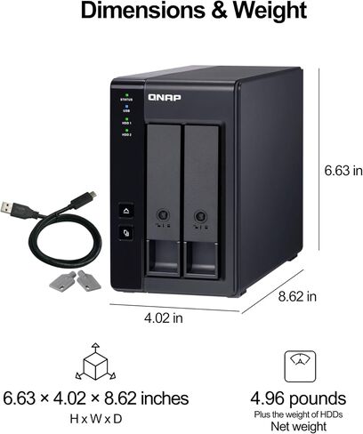 QNAP 2 Bay DAS with 8TB Storage Capacity, USB 3.2 Gen 2 Type-C, Preconfigured RAID 1 Seagate IronWolf HDD Bundle (TR-002-28ST-US) in Saudi Arabia