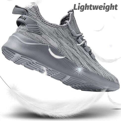 حذاء جري نسائي، حذاء تنس خفيف الوزن وغير قابل للانزلاق، حذاء رياضي للمشي، رمادي للنساء، مقاس 10 in Kuwait