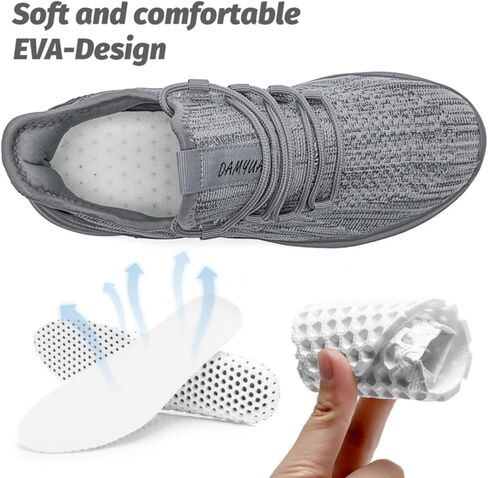 حذاء جري نسائي، حذاء تنس خفيف الوزن وغير قابل للانزلاق، حذاء رياضي للمشي، رمادي للنساء، مقاس 10 in Kuwait