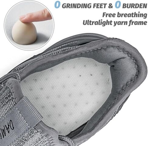 حذاء جري نسائي، حذاء تنس خفيف الوزن وغير قابل للانزلاق، حذاء رياضي للمشي، رمادي للنساء، مقاس 10 in Kuwait