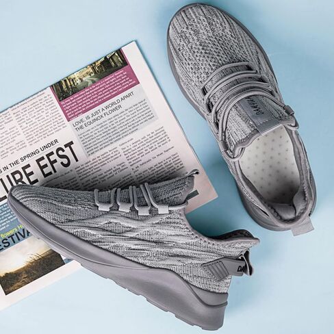 حذاء جري نسائي، حذاء تنس خفيف الوزن وغير قابل للانزلاق، حذاء رياضي للمشي، رمادي للنساء، مقاس 10 in Kuwait