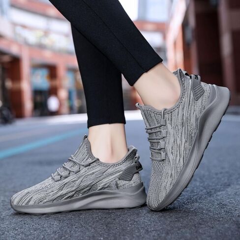 حذاء جري نسائي، حذاء تنس خفيف الوزن وغير قابل للانزلاق، حذاء رياضي للمشي، رمادي للنساء، مقاس 10 in Kuwait