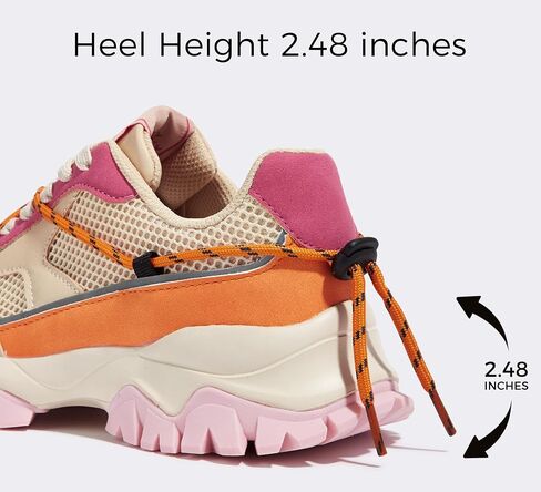 LUCKY STEP Women's Platform Colorful Fashion Sneakers Tennis Retro Colorblock Adjustable Lace Lifestyle Stylish Cute Chunky Dad Casual Walking Shoes in Saudi Arabia