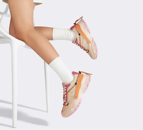 LUCKY STEP Women's Platform Colorful Fashion Sneakers Tennis Retro Colorblock Adjustable Lace Lifestyle Stylish Cute Chunky Dad Casual Walking Shoes in Saudi Arabia
