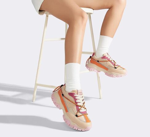 LUCKY STEP Women's Platform Colorful Fashion Sneakers Tennis Retro Colorblock Adjustable Lace Lifestyle Stylish Cute Chunky Dad Casual Walking Shoes in Saudi Arabia