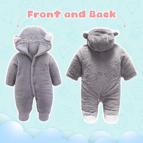 Baby Clothes Winter Snowsuit Cute Bear Suit Newborn Infant Coats Toddler Bodysuits Jumpsuit for Baby Boys Girls Khaki 0-3 Months in Saudi Arabia