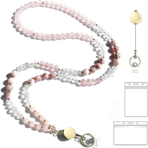 اسهم لشارات الهوية والمفاتيح، حبل للمعلم من الحجر الطبيعي، حبل مطرز بالخرز، حبل قابل للسحب، حبال لطيفة باللون الأسود in Kuwait