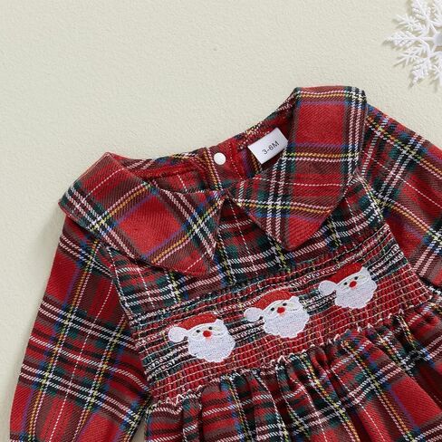 My First Christmas Baby Girl Outfit Santa Reindeer Onesie Plaid Polo Romper Smocked Fall Winter Clothes in Kuwait