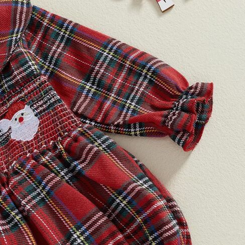 My First Christmas Baby Girl Outfit Santa Reindeer Onesie Plaid Polo Romper Smocked Fall Winter Clothes in Kuwait