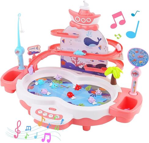 3in1 Fishing Game Toys for Kids with 34PCS Accessories Including Fishing Rod,Small Fish,Track, etc.,Toys with Music and Stories for Preschool Learning,Gifts for Girls Boys(Green) in Saudi Arabia