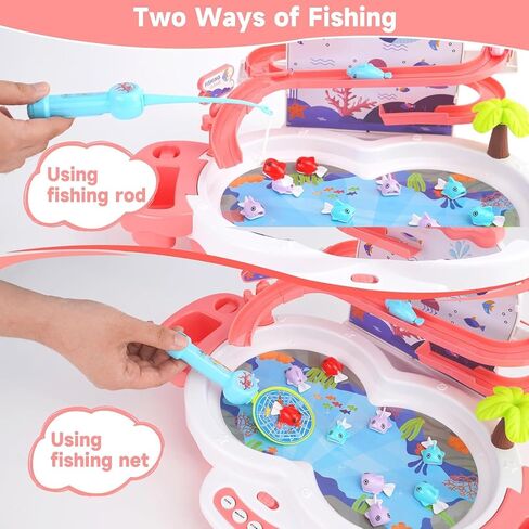 3in1 Fishing Game Toys for Kids with 34PCS Accessories Including Fishing Rod,Small Fish,Track, etc.,Toys with Music and Stories for Preschool Learning,Gifts for Girls Boys(Green) in Saudi Arabia