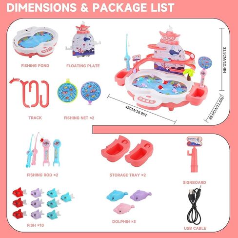 3in1 Fishing Game Toys for Kids with 34PCS Accessories Including Fishing Rod,Small Fish,Track, etc.,Toys with Music and Stories for Preschool Learning,Gifts for Girls Boys(Green) in Saudi Arabia