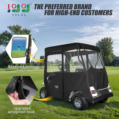 10L0L Golf Cart Deluxe Driving Enclosure 2 Passenger Fits EZGO TXT RXV Golf Buggies, 600D Waterproof Portable Drivable Golf Cart Storage Cover Enclosure, Black/Transparent, Black/Transparent, 59'' in Saudi Arabia