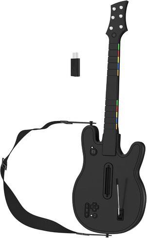 JJDWIN Wireless Guitar Hero Controller for PS4/PS3/PC - Wireless Guitar for Guitar Hero, Rock Band & Clone Hero Games, Fortnite Festival with Strap & Wireless Dongle,Black in Saudi Arabia