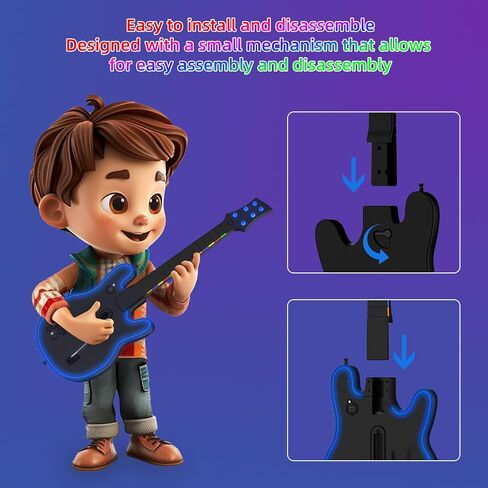 JJDWIN Wireless Guitar Hero Controller for PS4/PS3/PC - Wireless Guitar for Guitar Hero, Rock Band & Clone Hero Games, Fortnite Festival with Strap & Wireless Dongle,Black in Saudi Arabia