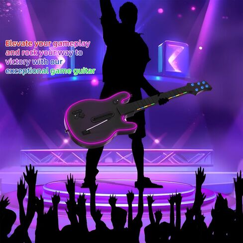 JJDWIN Wireless Guitar Hero Controller for PS4/PS3/PC - Wireless Guitar for Guitar Hero, Rock Band & Clone Hero Games, Fortnite Festival with Strap & Wireless Dongle,Black in Saudi Arabia