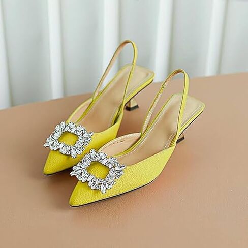 Vertundy Women's Slingback Kitten Heels Pointed Toe Rhinestones Stiletto Pumps in Saudi Arabia