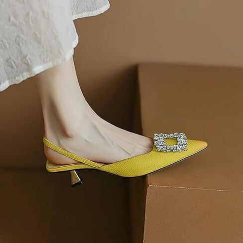 Vertundy Women's Slingback Kitten Heels Pointed Toe Rhinestones Stiletto Pumps in Saudi Arabia