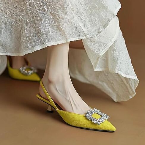 Vertundy Women's Slingback Kitten Heels Pointed Toe Rhinestones Stiletto Pumps in Saudi Arabia