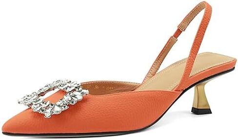 Vertundy Women's Slingback Kitten Heels Pointed Toe Rhinestones Stiletto Pumps in Saudi Arabia