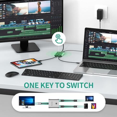 محول USB C، ثنائي الاتجاه 1 في 2 مخرج/2 في 1 مخرج USB C يدعم 8K@60 هرتز فيديو 100 وات، نقل بيانات 10 جيجابت في الثانية، متضمن كابل USB C in Kuwait