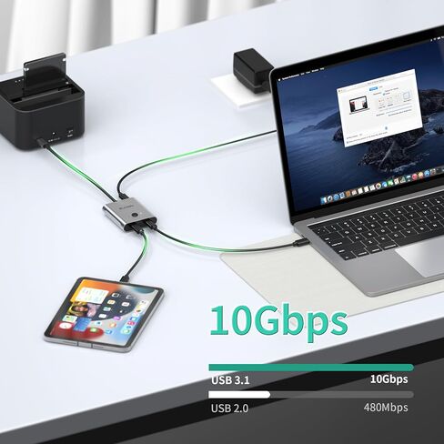 محول USB C، ثنائي الاتجاه 1 في 2 مخرج/2 في 1 مخرج USB C يدعم 8K@60 هرتز فيديو 100 وات، نقل بيانات 10 جيجابت في الثانية، متضمن كابل USB C in Kuwait