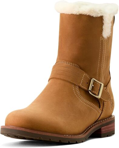 ARIAT Womens Savannah Sherpa Zipperd Waterproof Motorcycle Casual Boots Ankle Low Heel 1-2" - Brown in Saudi Arabia