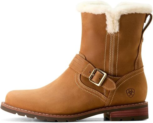 ARIAT Womens Savannah Sherpa Zipperd Waterproof Motorcycle Casual Boots Ankle Low Heel 1-2" - Brown in Saudi Arabia