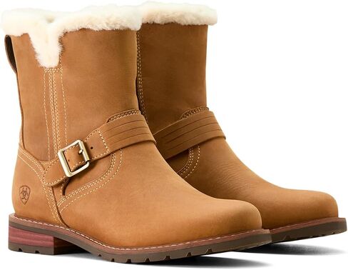 ARIAT Womens Savannah Sherpa Zipperd Waterproof Motorcycle Casual Boots Ankle Low Heel 1-2" - Brown in Saudi Arabia