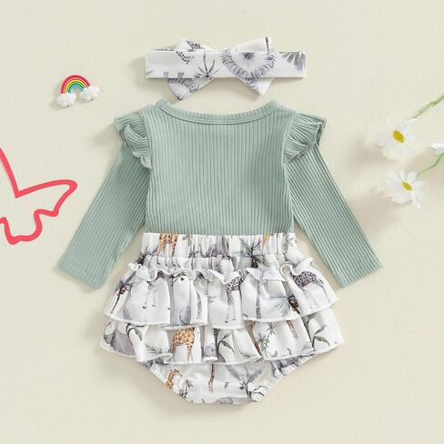 Newborn Infant Baby Girl Knit Romper Dress Long Sleeve Ruffle Bodysuit Jumpsuit Fall Winter Clothes One Piece Outfit in Saudi Arabia