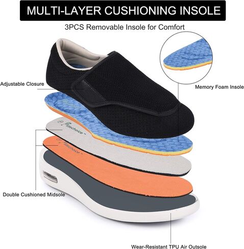 SPR&JOY Diabetic Shoes for Women, Women's Wide Width Elderly Shoes, Lightweight Adjustable Closure Breathable, Swollen Feet Walking Edema Sneakers in Saudi Arabia