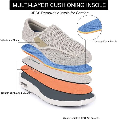 SPR&JOY Diabetic Shoes for Women, Women's Wide Width Elderly Shoes, Lightweight Adjustable Closure Breathable, Swollen Feet Walking Edema Sneakers in Saudi Arabia